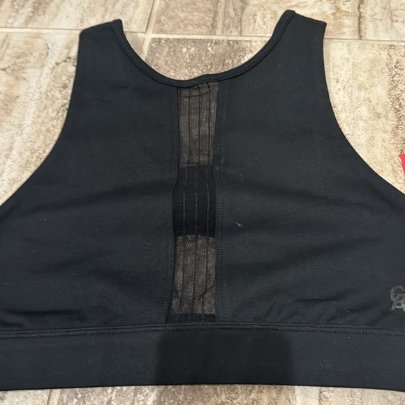 NWT GOOD AMERICAN PINTUCK MESH BRA High Neck Sports Bra Black Small - Picture 2 of 9